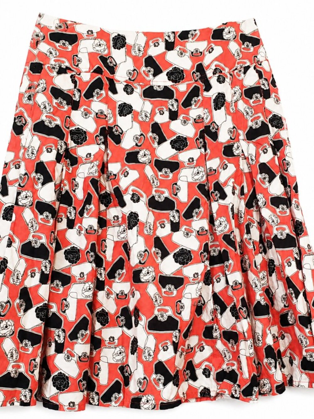 Liz Claiborne 12P A-Line Skirt Orange Black White Graphic Print 100% Cotton - Picture 2 of 8